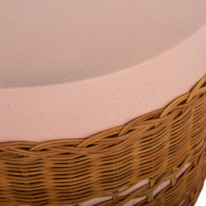 ΒΟΗΘΗΤΙΚΟ ΤΡΑΠΕΖΙ VILHENA HM18166 FIBER CEMENT ΡΟΖ-RATTAN ΦΥΣΙΚΟ Φ44.5x45Υεκ. - Pakobazaar