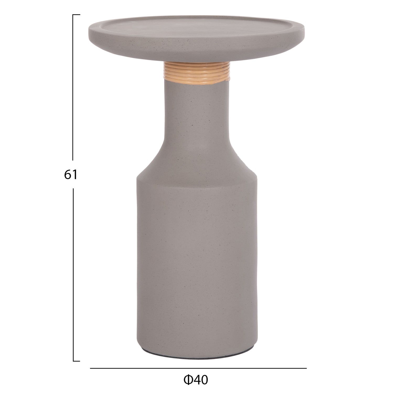 ΒΟΗΘΗΤΙΚΟ ΤΡΑΠΕΖΙ TRED(T) HM18169.03 FIBER CEMENT ΓΚΡΙ-ΦΥΣΙΚΟ RATTAN--Φ40x61Υεκ. - Pakobazaar