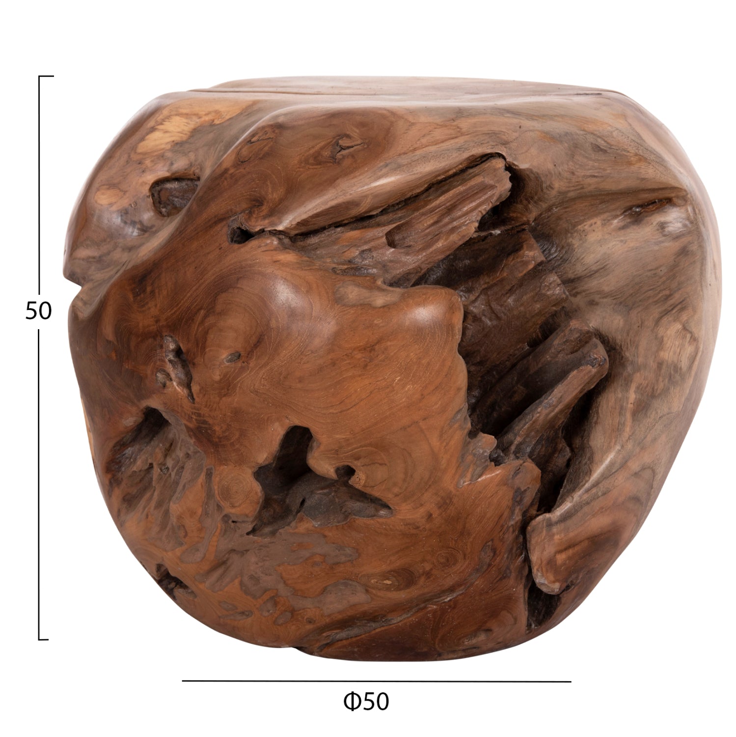 ΒΟΗΘΗΤΙΚΟ ΤΡΑΠΕΖΙ LOGGY HM18295 ΞΥΛΟ TEAK--ΦΥΣΙΚΟ 50x50x50Υεκ. - Pakobazaar