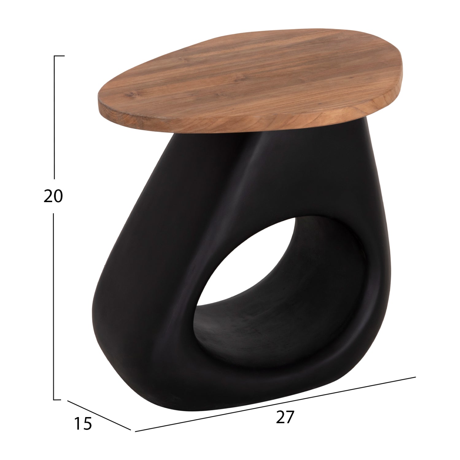 ΒΟΗΘΗΤΙΚΟ ΤΡΑΠΕΖΙ AIDA HM4692.01 FIBER CEMENT ΜΑΥΡΟ--ΞΥΛΟ TEAK TOP 47x60x59Υεκ - Pakobazaar