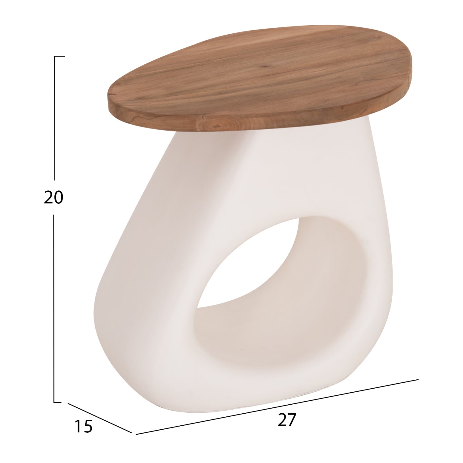 ΒΟΗΘΗΤΙΚΟ ΤΡΑΠΕΖΙ AIDA HM4692.02 FIBER CEMENT ΛΕΥΚΟ--ΞΥΛΟ TEAK TOP 47x60x59Υεκ - Pakobazaar