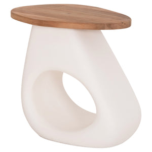 ΒΟΗΘΗΤΙΚΟ ΤΡΑΠΕΖΙ AIDA HM4692.02 FIBER CEMENT ΛΕΥΚΟ--ΞΥΛΟ TEAK TOP 47x60x59Υεκ - Pakobazaar