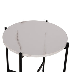 ΒΟΗΘΗΤΙΚΟ ΤΡΑΠΕΖΙ HM9589.05 MDF ΛΕΥΚΟ ΜΑΡΜΑΡΟ-ΜΑΥΡΗ ΜΕΤΑΛΛΙΚΗ ΒΑΣΗ Φ50x55Υεκ. - Pakobazaar