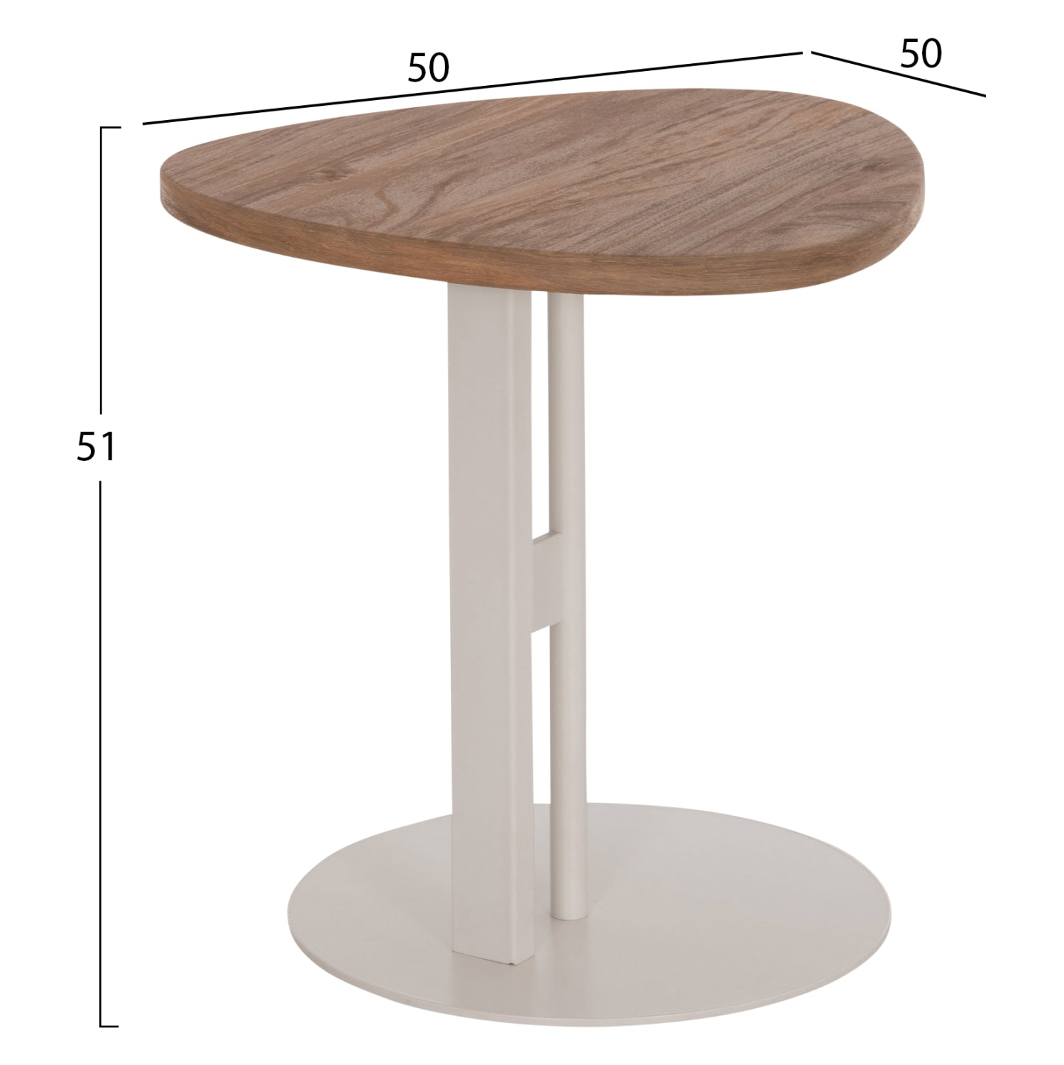 ΒΟΗΘΗΤΙΚΟ ΤΡΑΠΕΖΙ ΟΒΑΛ ALPER HM18328 MDF SONAMA--ΜΕΤΑΛΛΟ ΛΕΥΚΟ 50x50x51Υεκ. - Pakobazaar