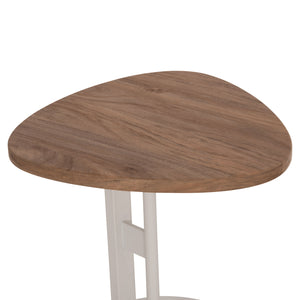 ΒΟΗΘΗΤΙΚΟ ΤΡΑΠΕΖΙ ΟΒΑΛ ALPER HM18328 MDF SONAMA--ΜΕΤΑΛΛΟ ΛΕΥΚΟ 50x50x51Υεκ. - Pakobazaar