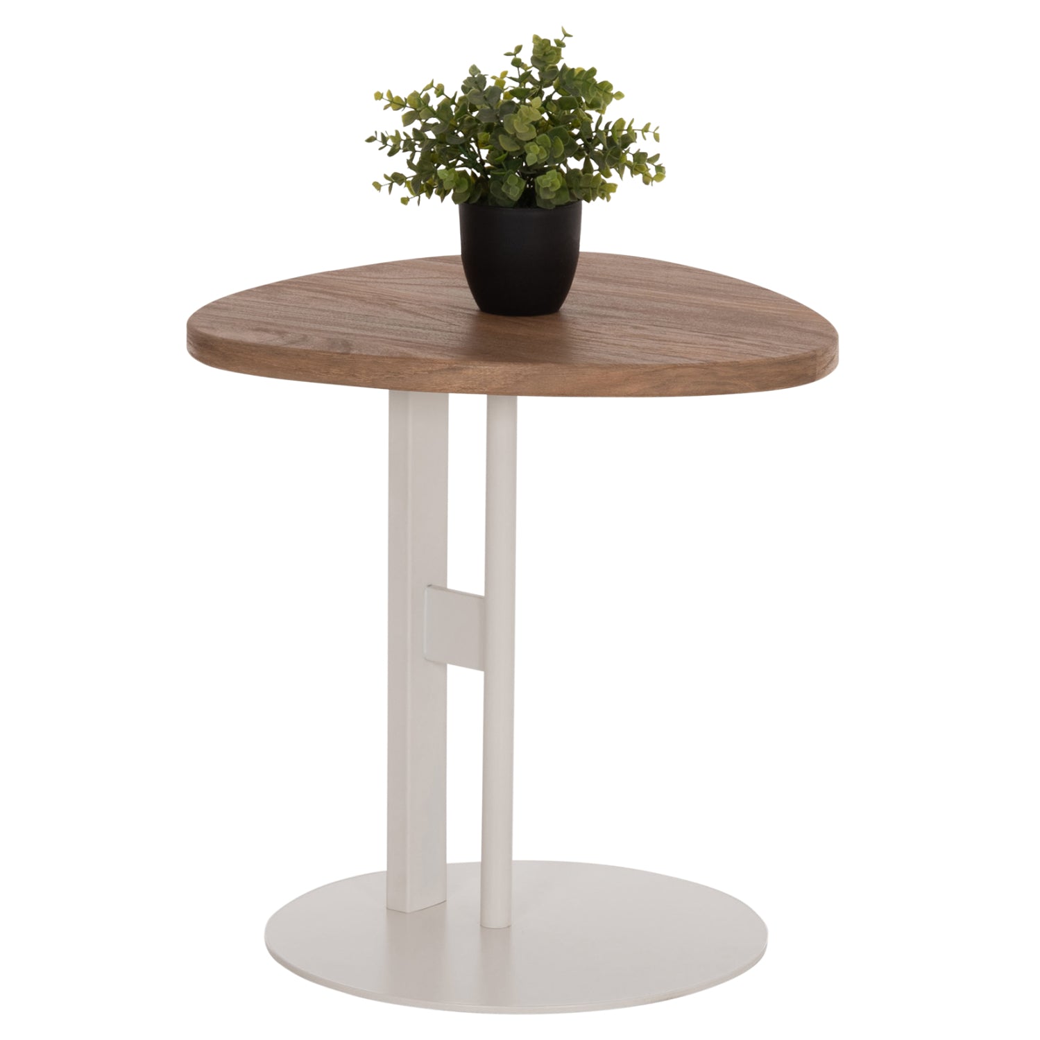 ΒΟΗΘΗΤΙΚΟ ΤΡΑΠΕΖΙ ΟΒΑΛ ALPER HM18328 MDF SONAMA--ΜΕΤΑΛΛΟ ΛΕΥΚΟ 50x50x51Υεκ. - Pakobazaar