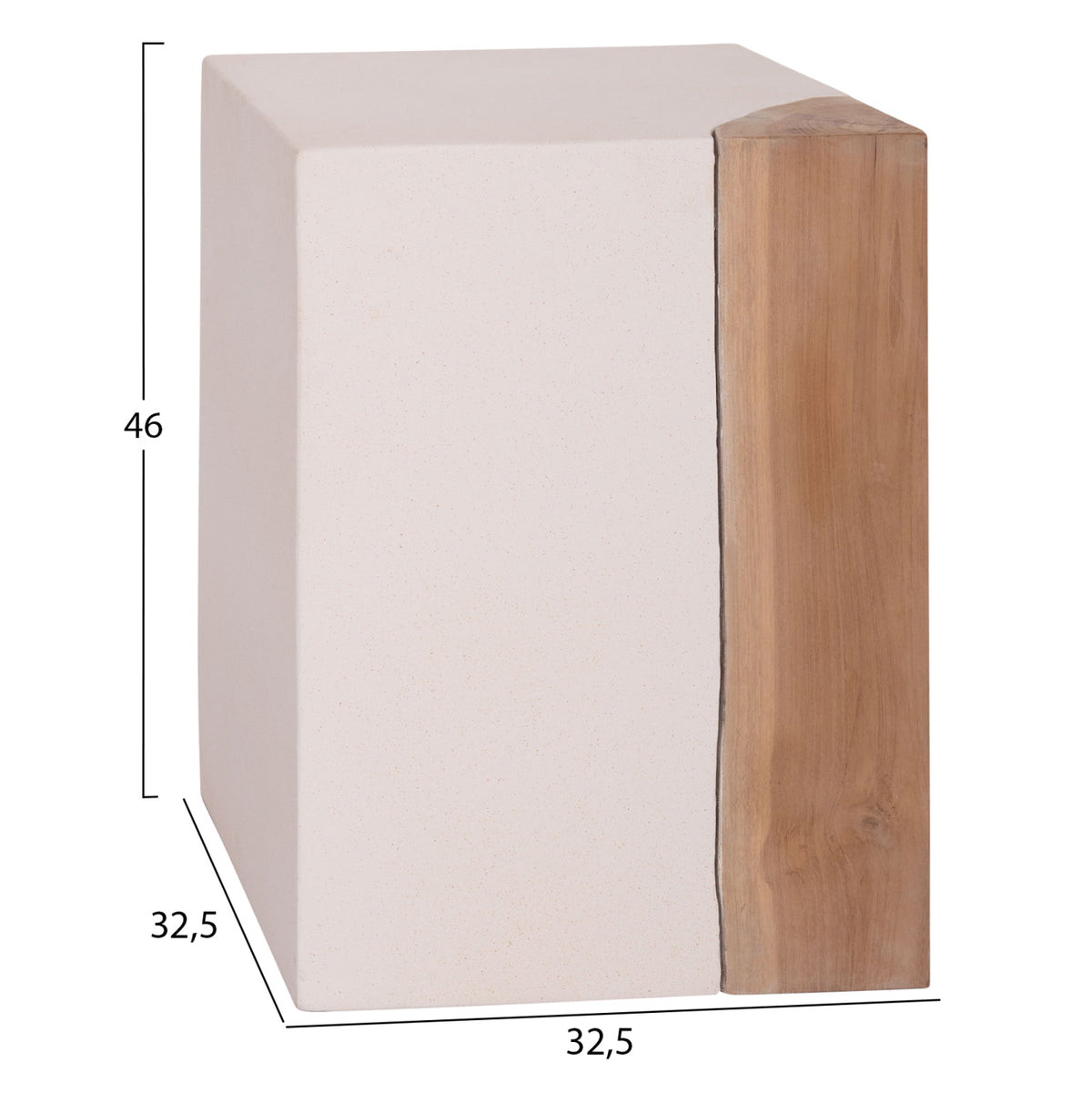 ΒΟΗΘΗΤΙΚΟ ΤΡΑΠΕΖΙ LEIA-ΣΚΑΜΠΟ HM18163.02 FIBER CEMENT ΛΕΥΚΟ-ΞΥΛΟ TEAK 32.5x32.5x46Υεκ. - Pakobazaar