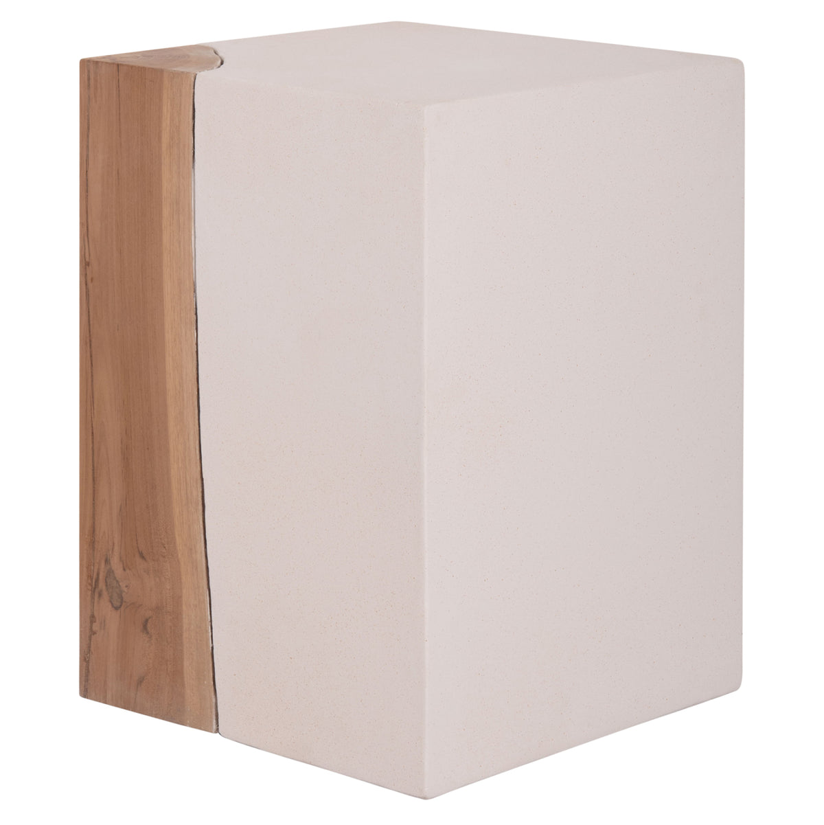ΒΟΗΘΗΤΙΚΟ ΤΡΑΠΕΖΙ LEIA-ΣΚΑΜΠΟ HM18163.02 FIBER CEMENT ΛΕΥΚΟ-ΞΥΛΟ TEAK 32.5x32.5x46Υεκ. - Pakobazaar