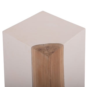 ΒΟΗΘΗΤΙΚΟ ΤΡΑΠΕΖΙ LEIA-ΣΚΑΜΠΟ HM18163.02 FIBER CEMENT ΛΕΥΚΟ-ΞΥΛΟ TEAK 32.5x32.5x46Υεκ. - Pakobazaar