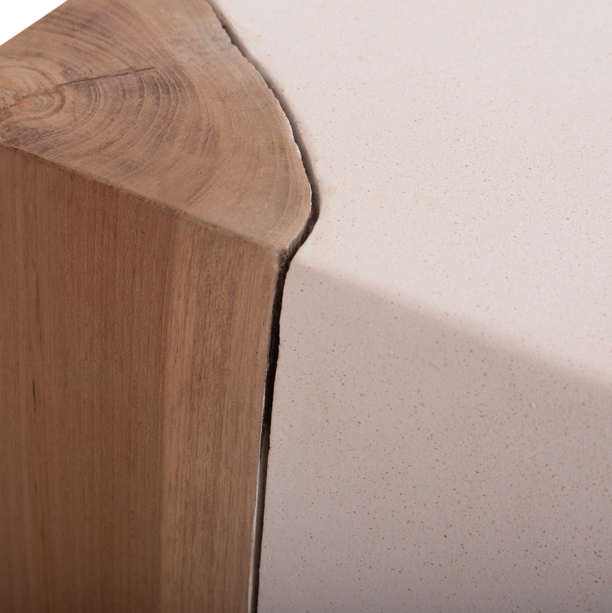ΒΟΗΘΗΤΙΚΟ ΤΡΑΠΕΖΙ LEIA-ΣΚΑΜΠΟ HM18163.02 FIBER CEMENT ΛΕΥΚΟ-ΞΥΛΟ TEAK 32.5x32.5x46Υεκ. - Pakobazaar