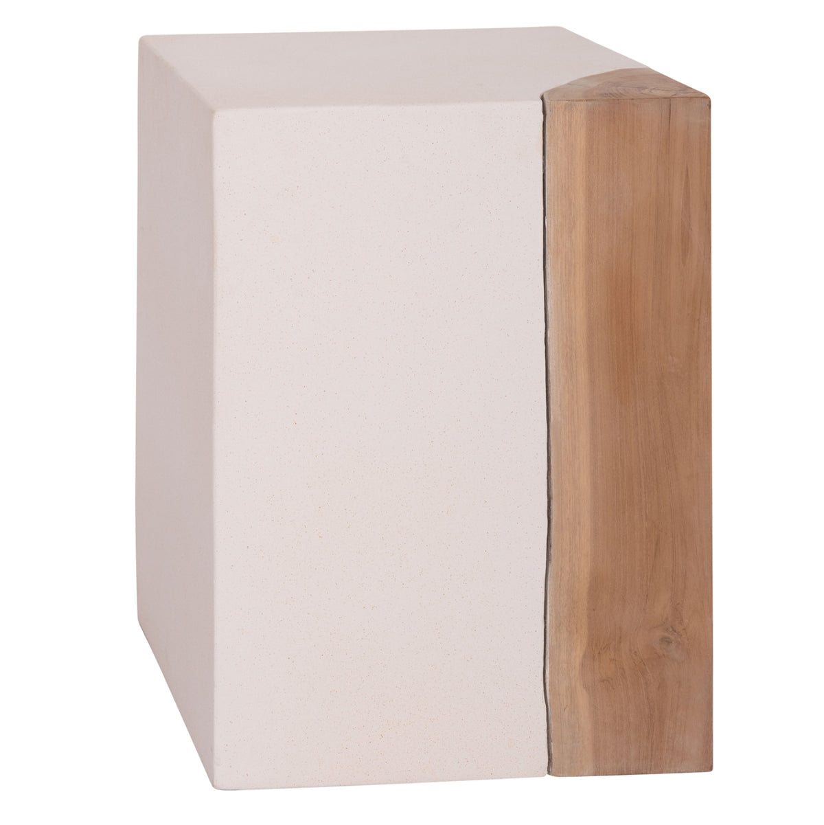 ΒΟΗΘΗΤΙΚΟ ΤΡΑΠΕΖΙ LEIA-ΣΚΑΜΠΟ HM18163.02 FIBER CEMENT ΛΕΥΚΟ-ΞΥΛΟ TEAK 32.5x32.5x46Υεκ. - Pakobazaar