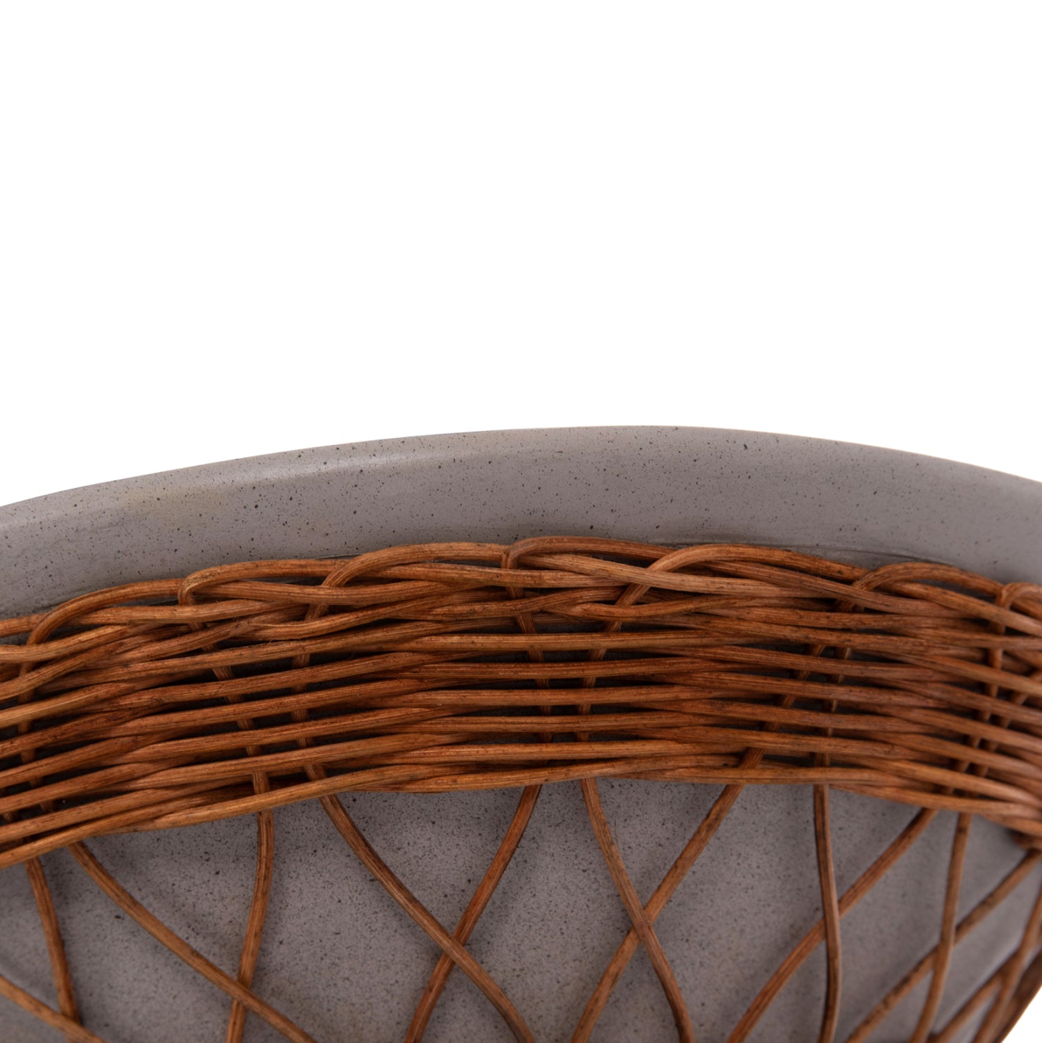 ΒΟΗΘΗΤΙΚΟ ΤΡΑΠΕΖΙ ΣΤΡΟΓΓΥΛΟ DELIA HM18167.03 FIBER CEMENT ΓΚΡΙ & RATTAN Φ40x45Υεκ - Pakobazaar
