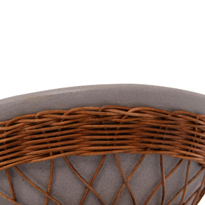 ΒΟΗΘΗΤΙΚΟ ΤΡΑΠΕΖΙ ΣΤΡΟΓΓΥΛΟ DELIA HM18167.03 FIBER CEMENT ΓΚΡΙ & RATTAN Φ40x45Υεκ - Pakobazaar