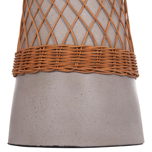 ΒΟΗΘΗΤΙΚΟ ΤΡΑΠΕΖΙ ΣΤΡΟΓΓΥΛΟ DELIA HM18167.03 FIBER CEMENT ΓΚΡΙ & RATTAN Φ40x45Υεκ - Pakobazaar