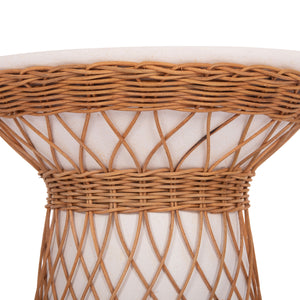 ΒΟΗΘΗΤΙΚΟ ΤΡΑΠΕΖΙ ΣΤΡΟΓΓΥΛΟ DELIA HM18167.02 FIBER CEMENT ΛΕΥΚΟ & RATTAN Φ40x45Υεκ - Pakobazaar
