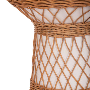 ΒΟΗΘΗΤΙΚΟ ΤΡΑΠΕΖΙ ΣΤΡΟΓΓΥΛΟ DELIA HM18167.02 FIBER CEMENT ΛΕΥΚΟ & RATTAN Φ40x45Υεκ - Pakobazaar