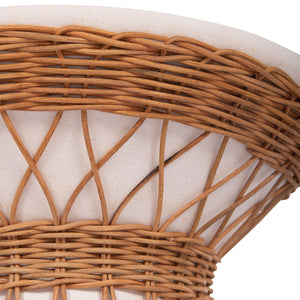 ΒΟΗΘΗΤΙΚΟ ΤΡΑΠΕΖΙ ΣΤΡΟΓΓΥΛΟ DELIA HM18167.02 FIBER CEMENT ΛΕΥΚΟ & RATTAN Φ40x45Υεκ - Pakobazaar