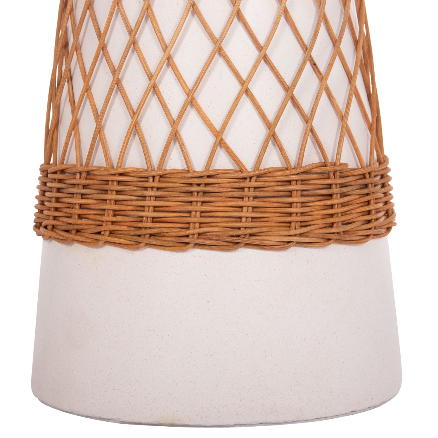 ΒΟΗΘΗΤΙΚΟ ΤΡΑΠΕΖΙ ΣΤΡΟΓΓΥΛΟ DELIA HM18167.02 FIBER CEMENT ΛΕΥΚΟ & RATTAN Φ40x45Υεκ - Pakobazaar