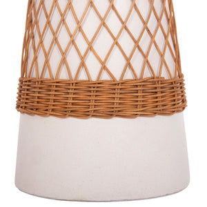 ΒΟΗΘΗΤΙΚΟ ΤΡΑΠΕΖΙ ΣΤΡΟΓΓΥΛΟ DELIA HM18167.02 FIBER CEMENT ΛΕΥΚΟ & RATTAN Φ40x45Υεκ - Pakobazaar