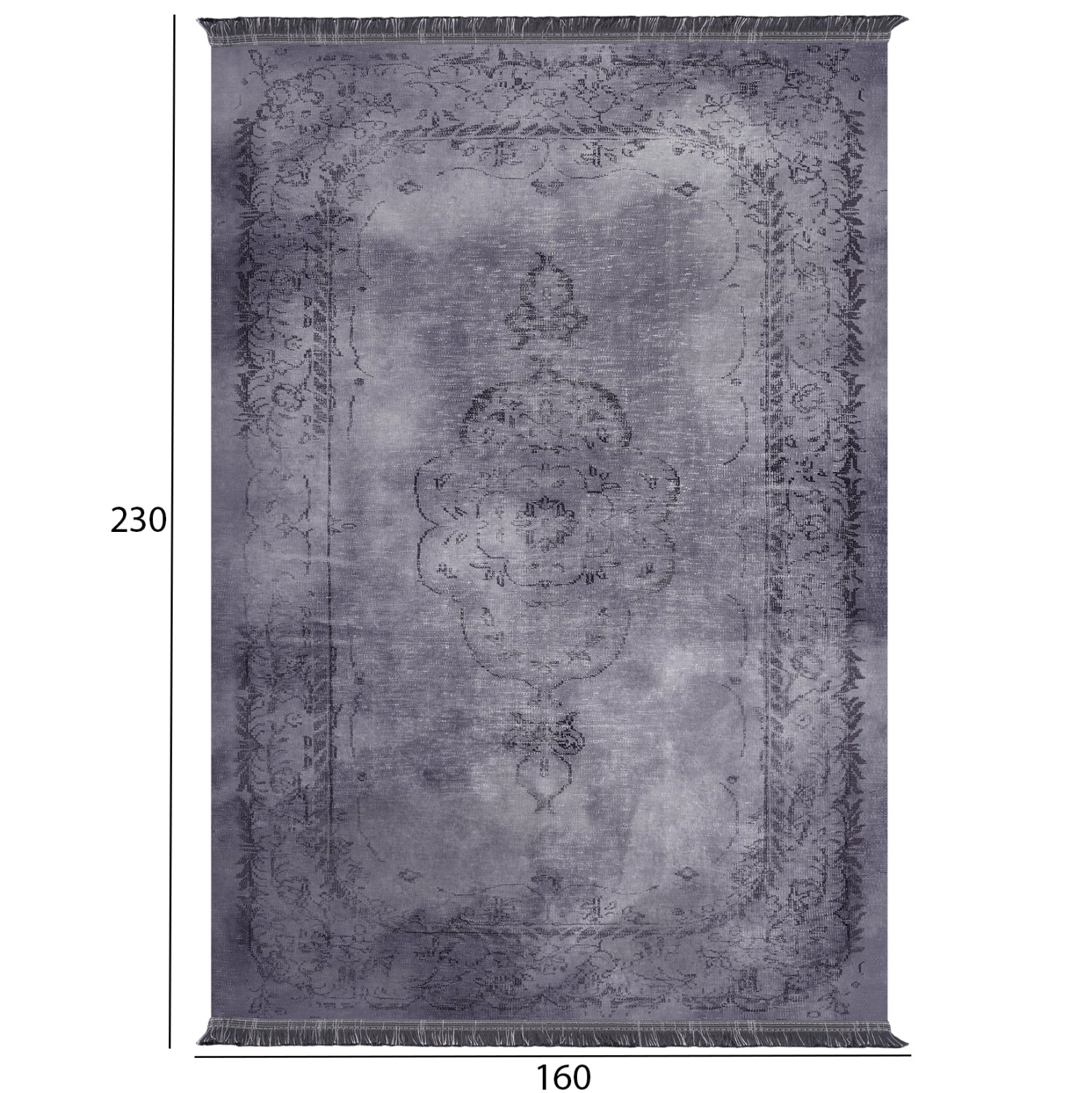 ΧΑΛΙ ΣΑΛΟΝΙΟΥ JOSIANE VINTAGE ΜΕ ΚΡΟΣΙΑ ΓΚΡΙ HM7675.01 160X230 εκ. - Pakobazaar