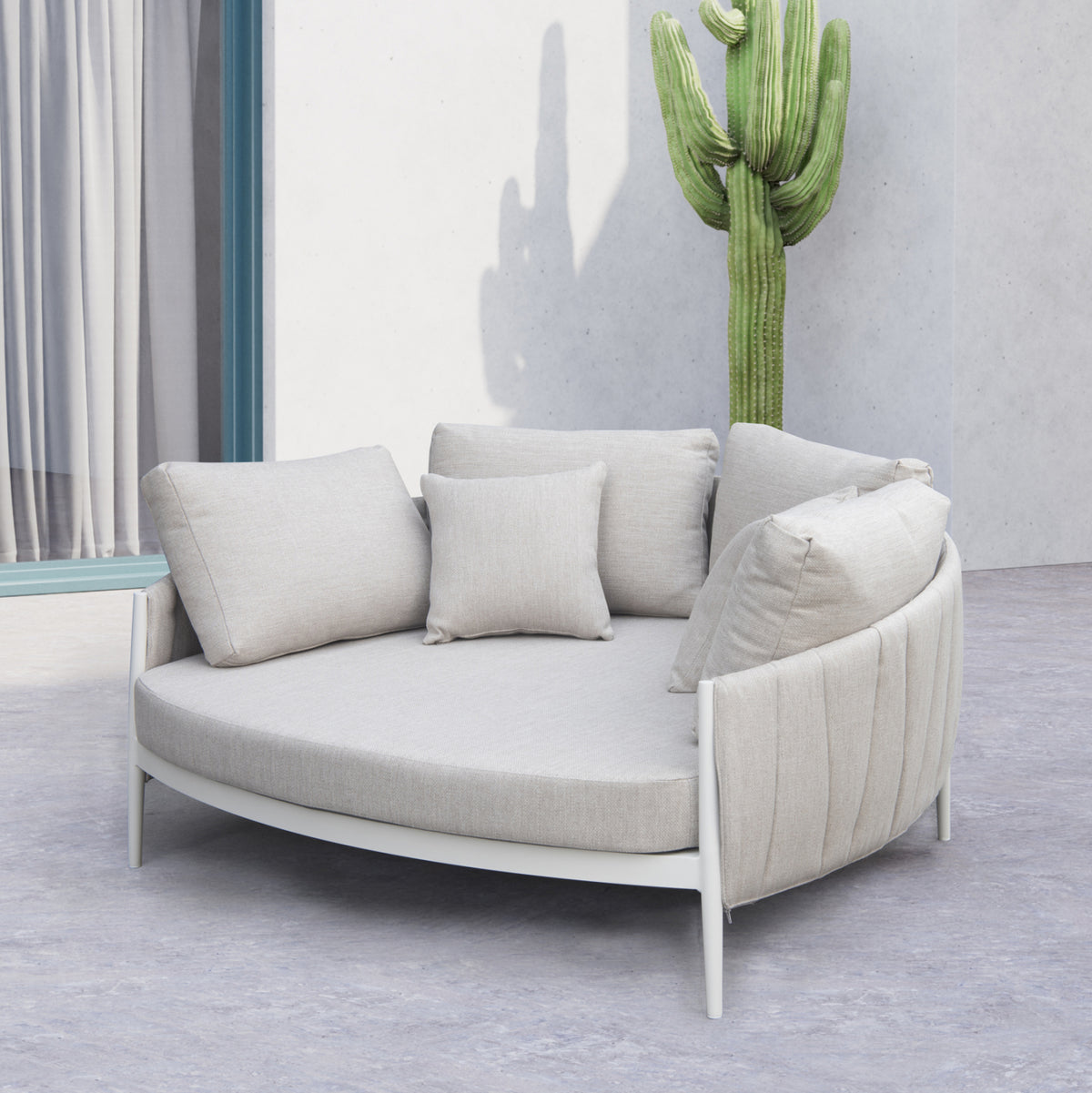 DAYBED 2ΘΕΣΙΟ MAVERICK HM6216.02 ΑΛΟΥΜΙΝΙΟ ΚΡΕΜ-ΜΠΕΖ OLEFIN & STRAPS 164x144x70Υ - Pakobazaar