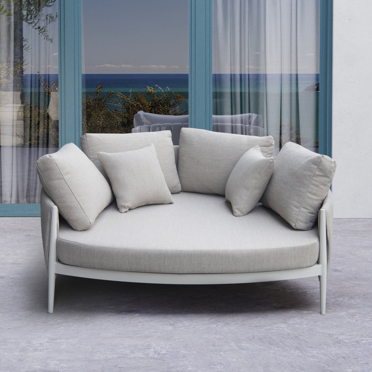 DAYBED 2ΘΕΣΙΟ MAVERICK HM6216.02 ΑΛΟΥΜΙΝΙΟ ΚΡΕΜ-ΜΠΕΖ OLEFIN & STRAPS 164x144x70Υ - Pakobazaar