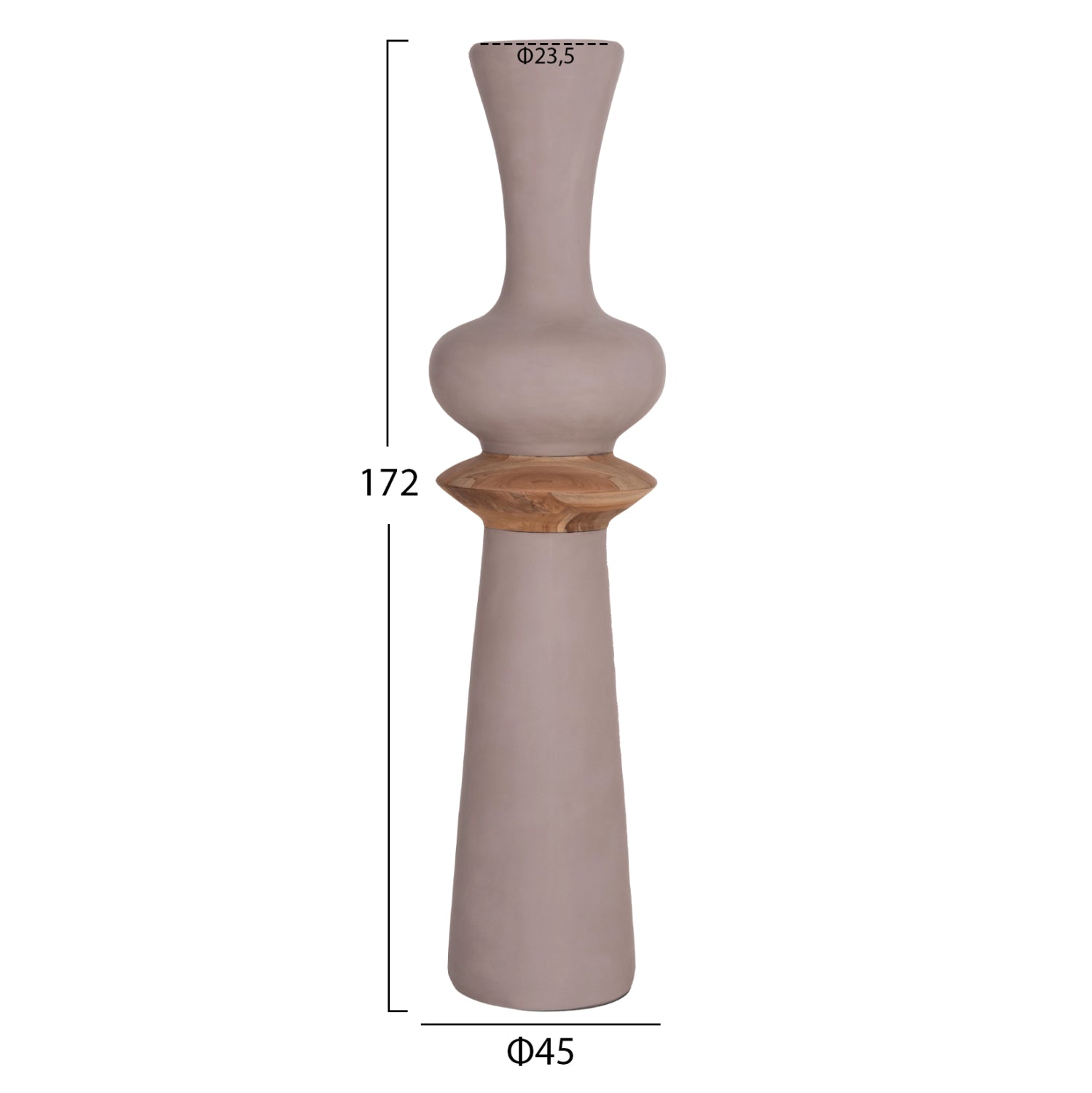 ΔΙΑΚΟΣΜΗΤΙΚΟ ΒΑΖΟ ΔΑΠΕΔΟΥ NEBULA HM4660.05L FIBER CEMENT TAUPE--ΞΥΛΟ ΤΕΑΚ Φ45x172Υεκ