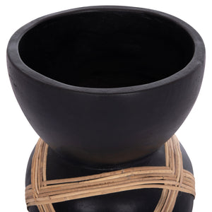 ΔΙΑΚΟΣΜΗΤΙΚΟ ΒΑΖΟ ΔΑΠΕΔΟΥ MAYNARD HM4672.01L TERRACOTTA ΜΑΥΡΟ-RATTAN Φ32x62.5Υεκ