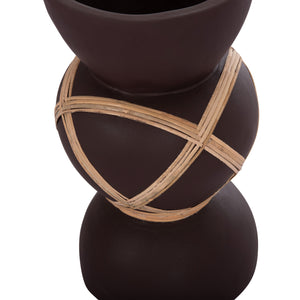 ΔΙΑΚΟΣΜΗΤΙΚΟ ΒΑΖΟ ΔΑΠΕΔΟΥ MAYNARD HM4672.07S TERRACOTTA ΣΟΚΟΛΑΤΙ-RATTAN Φ27.5x50Υεκ