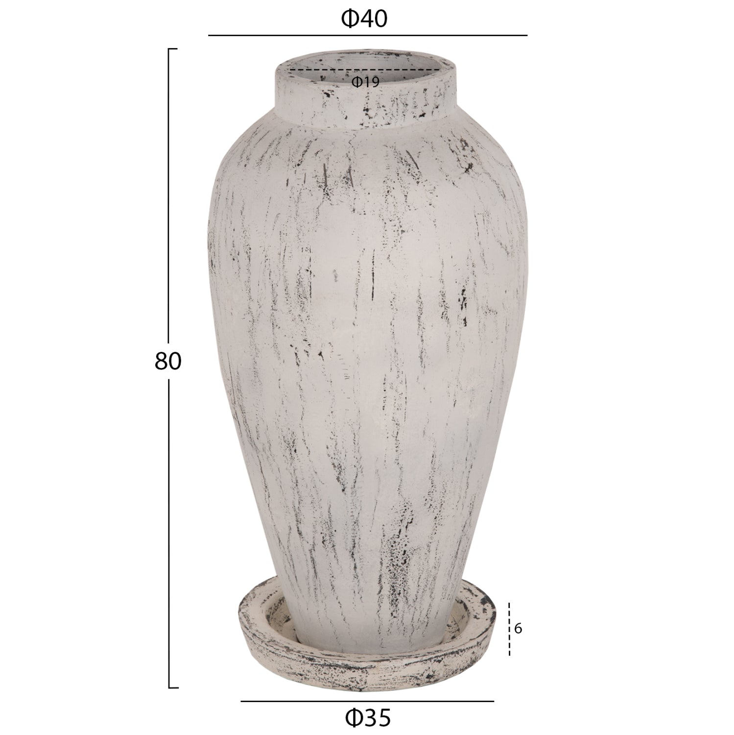 ΔΙΑΚΟΣΜΗΤΙΚΟ ΒΑΖΟ ΔΑΠΕΔΟΥ ΜΕ ΒΑΣΗ-ΠΙΑΤΑΚΙ LAUREL HM7938 ΤΕΡΑΚΟΤΑ- ΛΕΥΚΗ ΠΑΤΙΝΑ Φ40x80Yεκ. - Pakobazaar