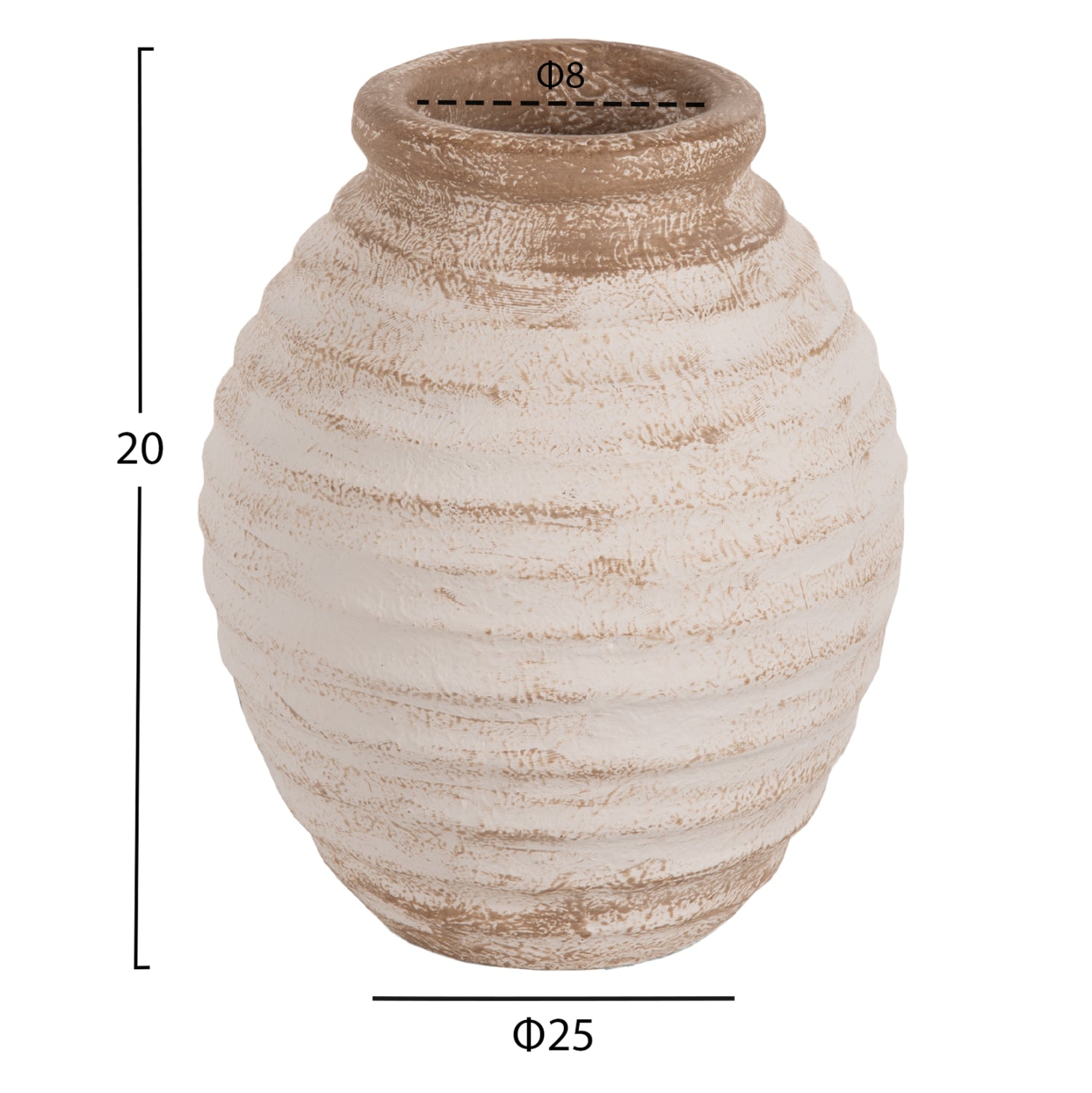 ΔΙΑΚΟΣΜΗΤΙΚΟ ΒΑΖΟ PYDNA HM7940 ΤΕΡΑΚΟΤΑ ΣΕ ANTIQUE ΛΕΥΚΟ ΜΠΕΖ ΧΡΩΜΑ Φ20x25Y εκ. - Pakobazaar