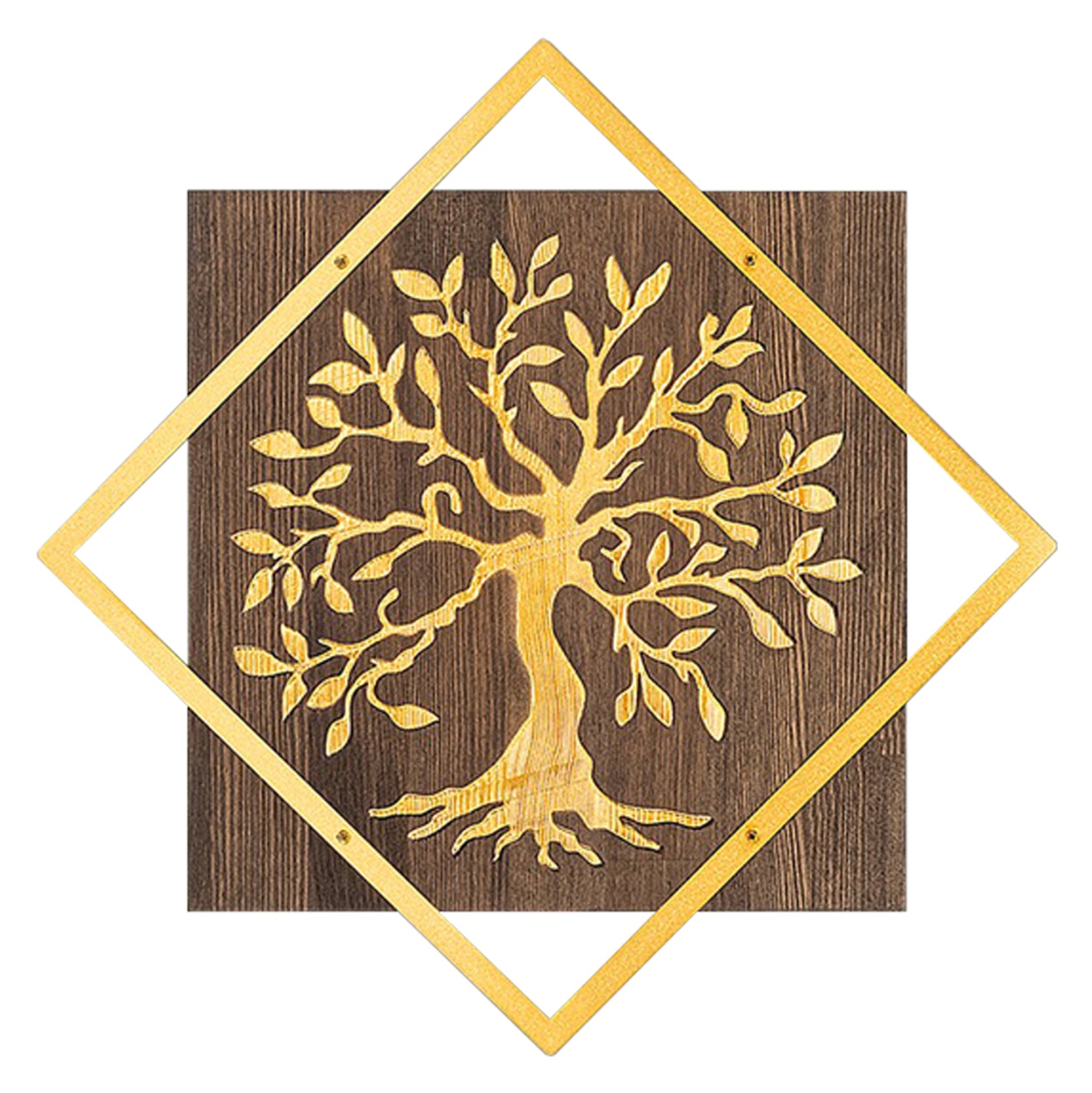 ΔΙΑΚΟΣΜΗΤΙΚΟ ΤΟΙΧΟΥ ΔΕΝΤΡΟ HM4752-ΦΥΛΛΑ ΜΕΤΑΛΛΟΥ ΧΡΥΣΑ-ΞΥΛΟ 54x3(βάθος)x54Υεκ. - Pakobazaar