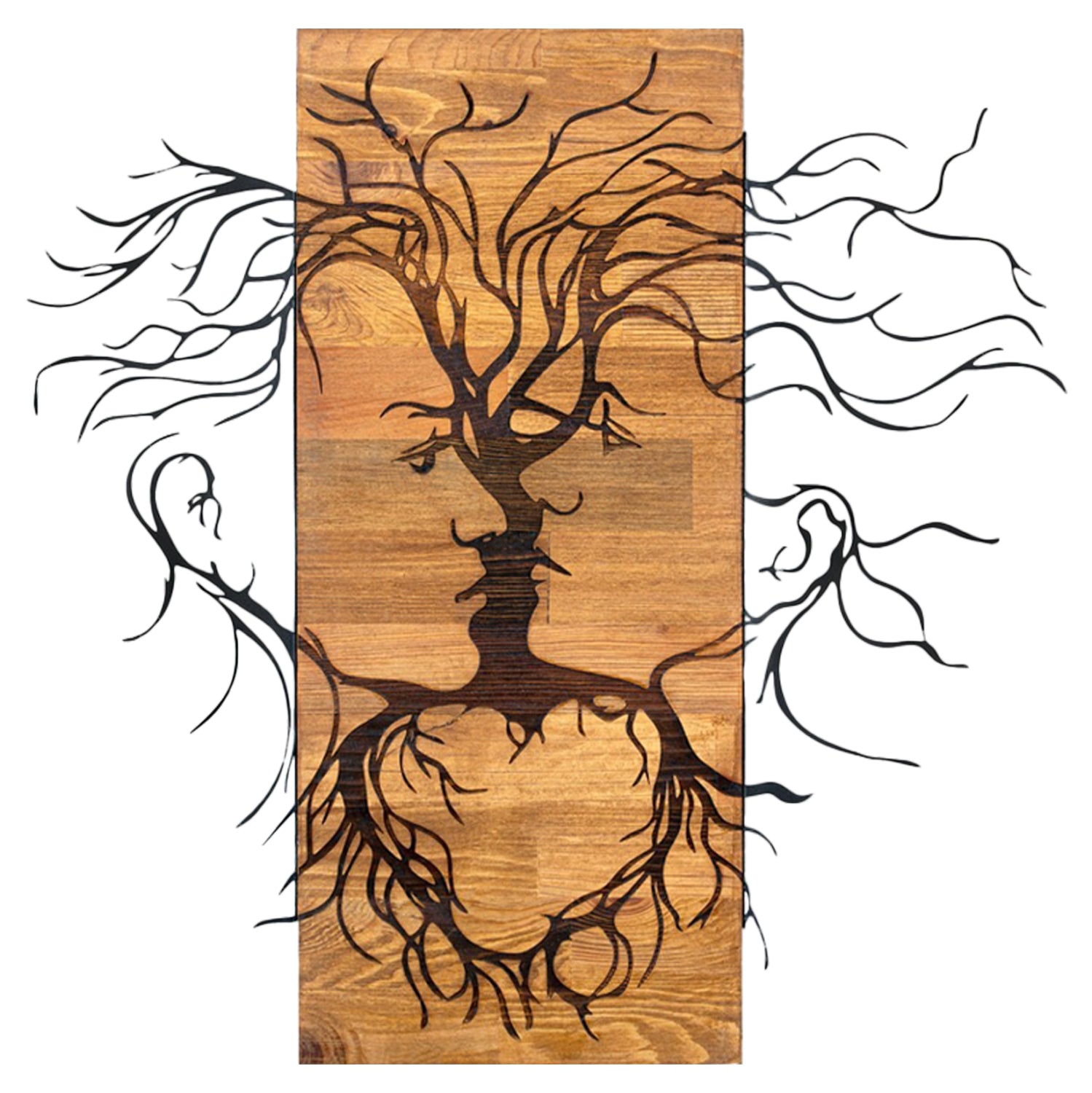 ΔΙΑΚΟΣΜΗΤΙΚΟ ΤΟΙΧΟΥ FACES HM4807-ΦΥΛΛΑ ΜΕΤΑΛΛΟΥ ΜΑΥΡΑ-ΞΥΛΟ 60x3(βάθος)x57,5Υεκ. - Pakobazaar