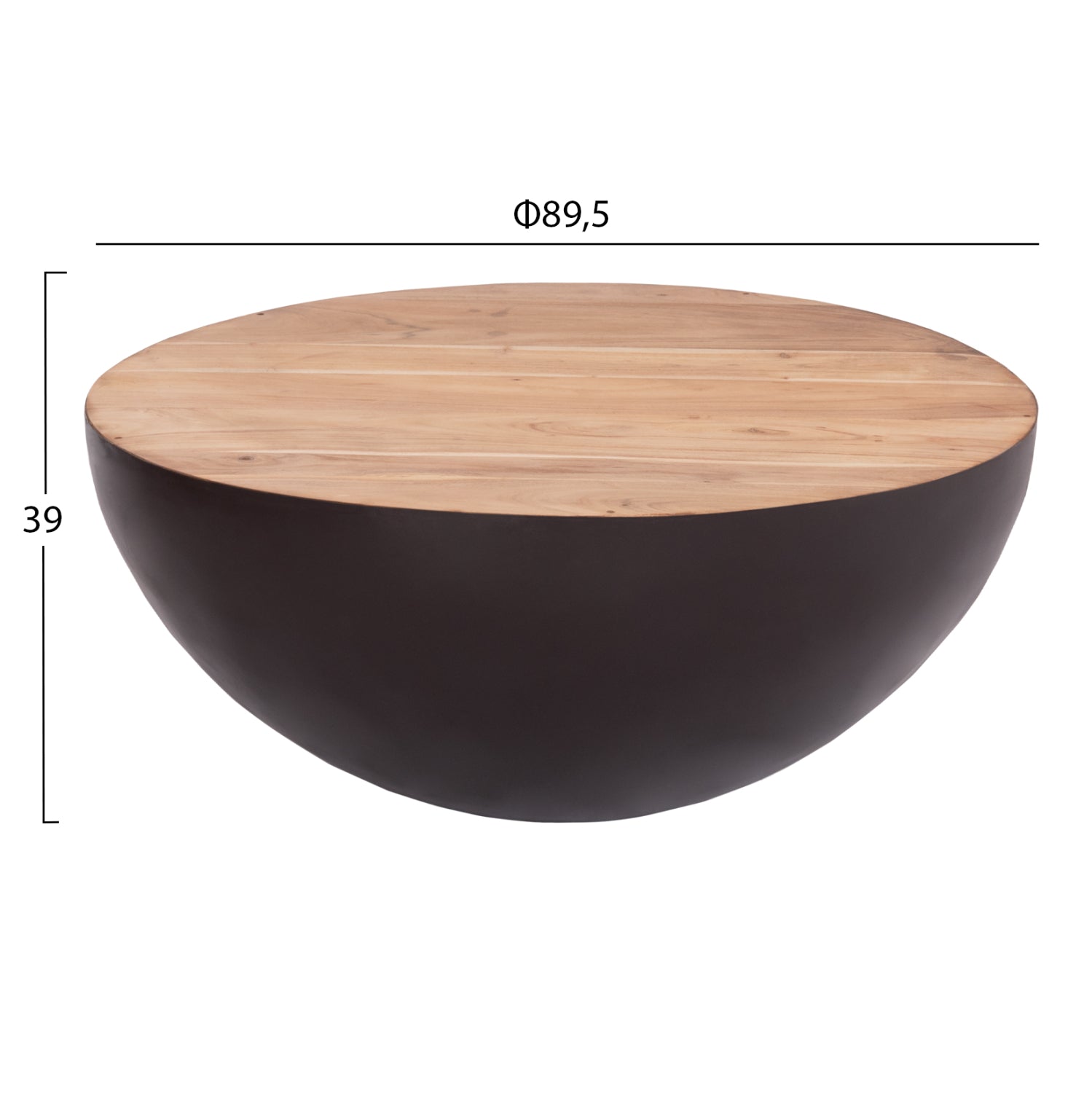 ΔΙΑΚΟΣΜΗΤΙΚΟ ΤΡΑΠΕΖΙ ΣΑΛΟΝΙΟΥ BOWL Φ89,5X39Yεκ. RUSTY ΜΕ ΞΥΛΟ ΑΚΑΚΙΑΣ HM8717.22 - Pakobazaar