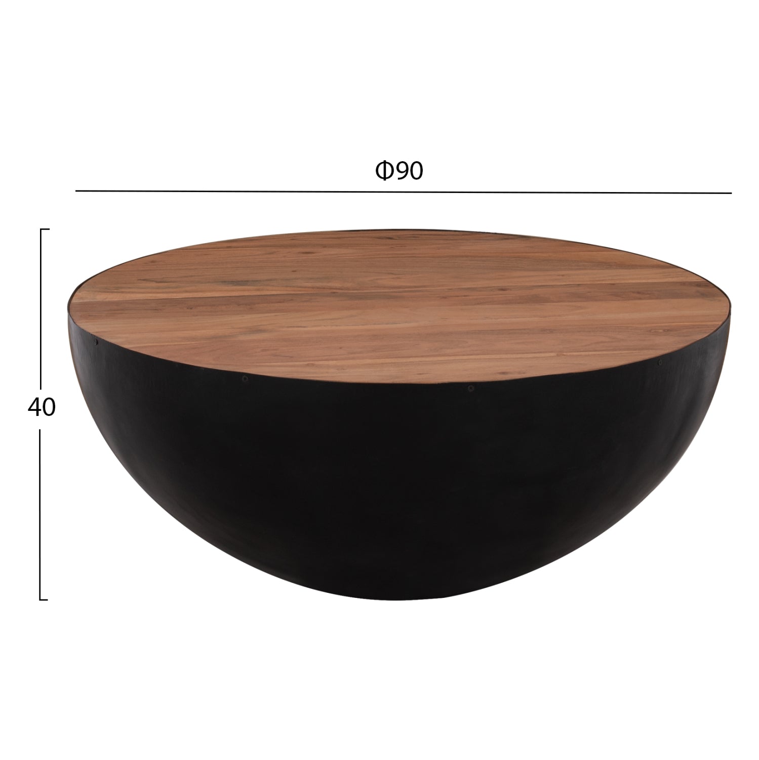 ΔΙΑΚΟΣΜΗΤΙΚΟ ΤΡΑΠΕΖΙ ΣΑΛΟΝΙΟΥ BOWL Φ90X40Yεκ. ΜΑΥΡΟ ΜΕ ΞΥΛΟ ΑΚΑΚΙΑΣ HM8717.01 - Pakobazaar
