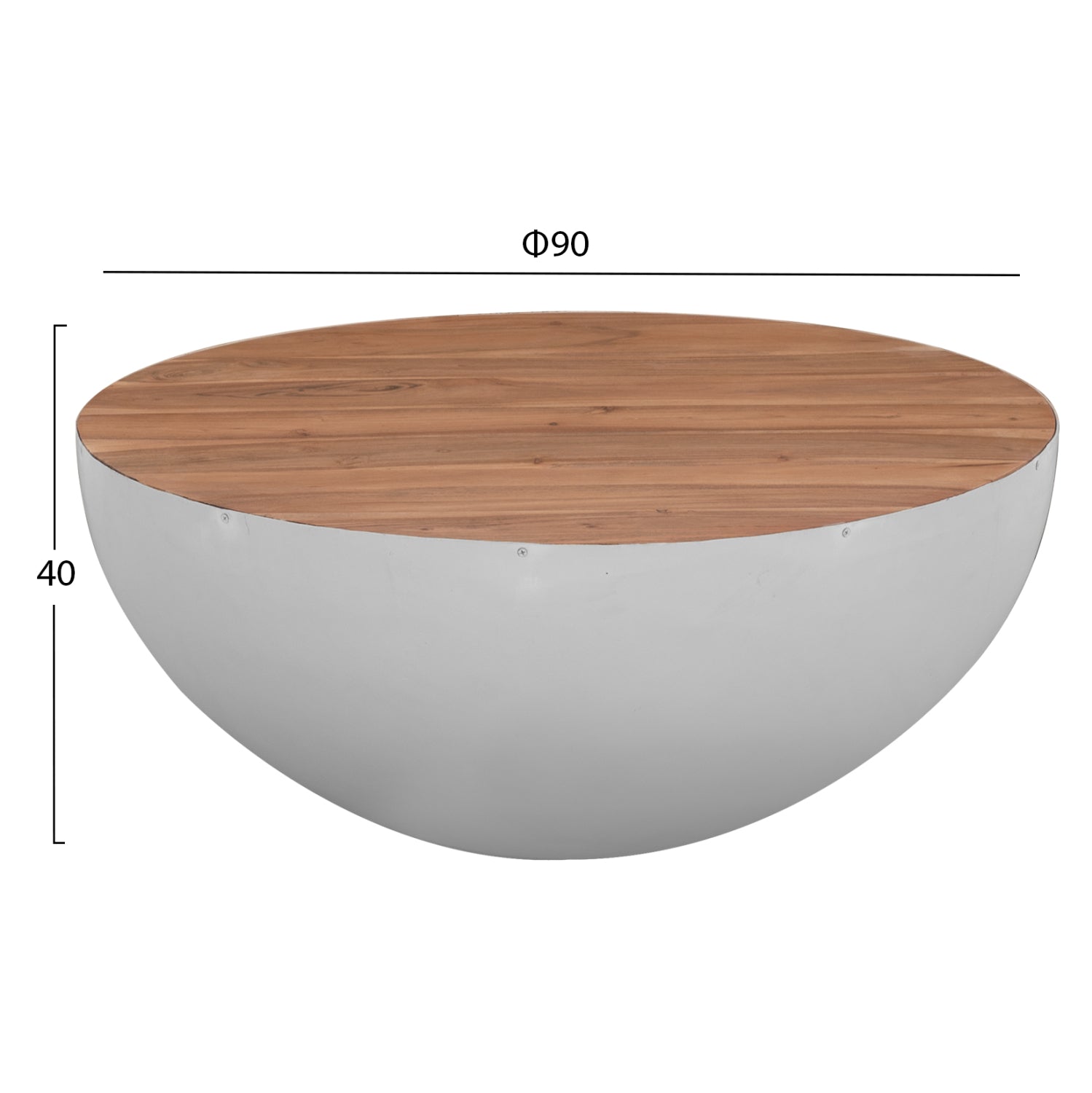 ΔΙΑΚΟΣΜΗΤΙΚΟ ΤΡΑΠΕΖΙ ΣΑΛΟΝΙΟΥ BOWL Φ90X40Yεκ. ΛΕΥΚΟ ΜΕ ΞΥΛΟ ΑΚΑΚΙΑΣ HM8717.03 - Pakobazaar