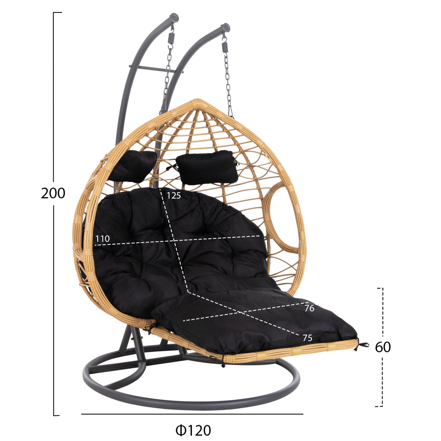 ΔΙΠΛΗ ΚΡΕΜΑΣΤΗ ΦΩΛΙΑ ME ΥΠΟΠΟΔΙΟ GRACIE HM5754.02 ΜΠΕΖ ΣΥΝΘ.RATTAN-ΓΚΡΙ ΜΕΤΑΛ.ΣΚΕΛΕΤΟΣ Φ120x200Υεκ - Pakobazaar