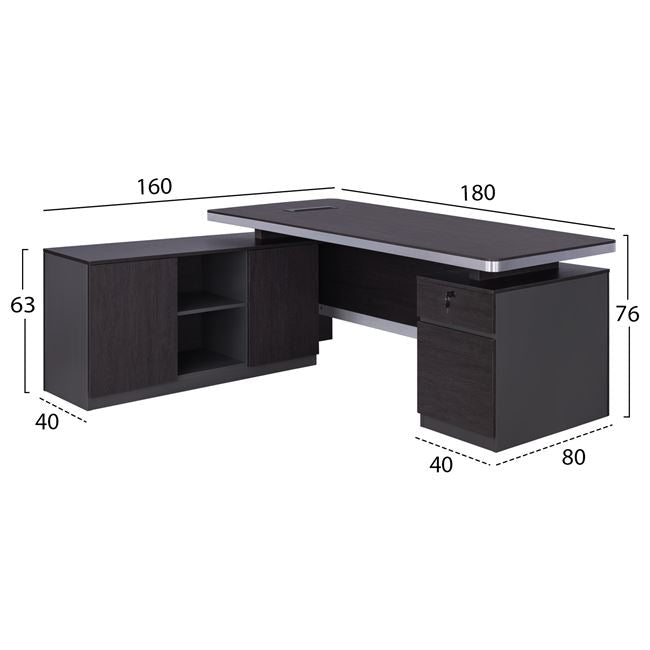ΕΠΑΓΓΕΛΜΑΤΙΚΟ ΓΡΑΦΕΙΟ ΑΡΙΣΤΕΡΗ ΓΩΝΙΑ HM2092L ROSEWOOD 180X160X76Y εκ. - Pakobazaar