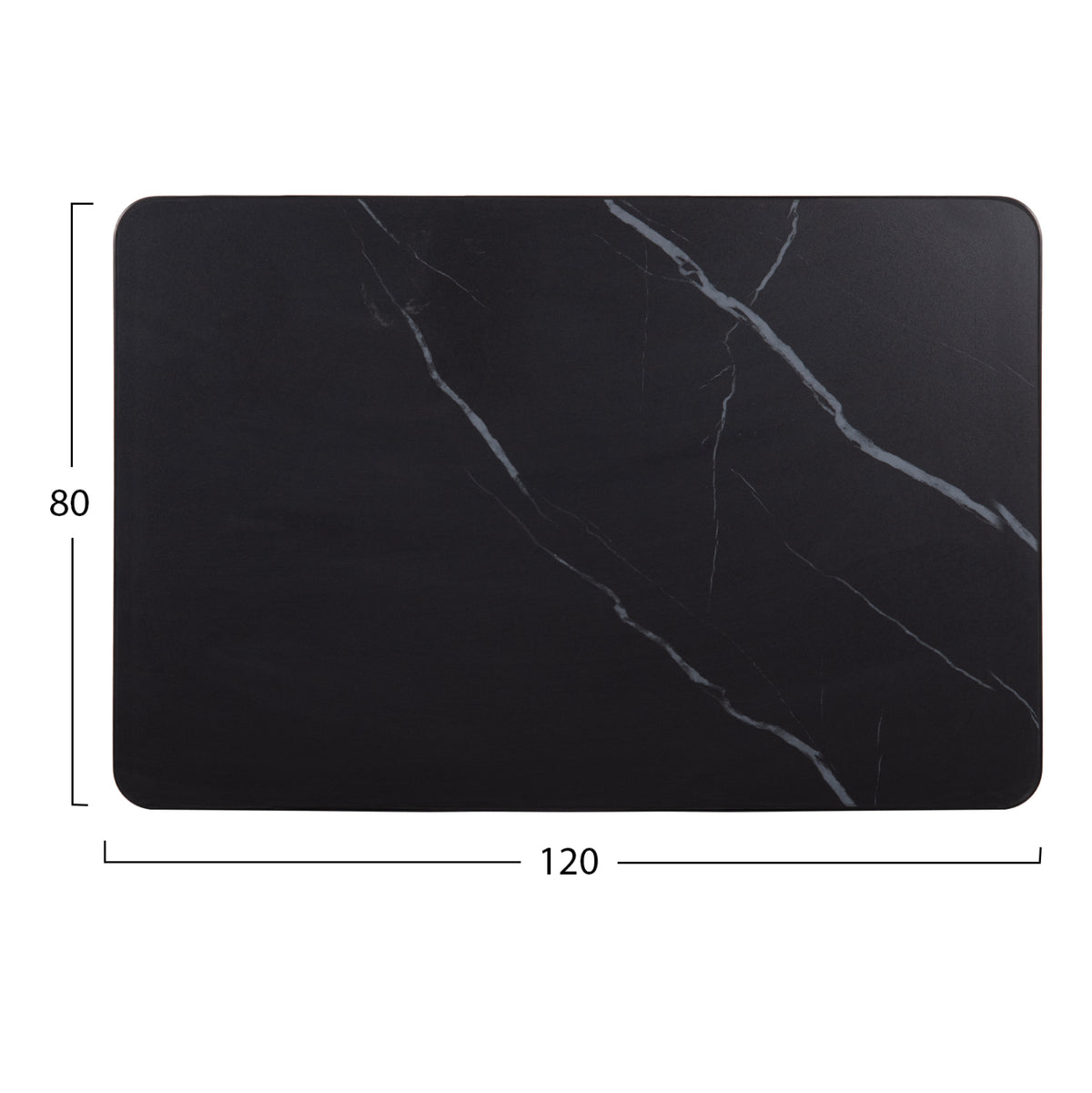 ΕΠΙΦΑΝΕΙΑ ΤΡΑΠΕΖΙΟΥ SINTERED STONE HM6656.03 BLACK MARBLE-ΠΛΑΙΣΙΟ ALU ΜΑΥΡΟ 120x80εκ. - Pakobazaar