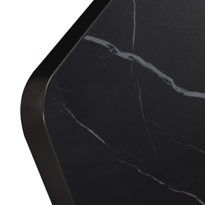 ΕΠΙΦΑΝΕΙΑ ΤΡΑΠΕΖΙΟΥ SINTERED STONE HM6656.03 BLACK MARBLE-ΠΛΑΙΣΙΟ ALU ΜΑΥΡΟ 120x80εκ. - Pakobazaar