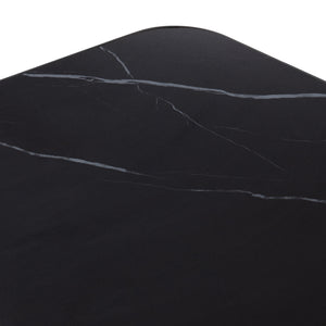 ΕΠΙΦΑΝΕΙΑ ΤΡΑΠΕΖΙΟΥ SINTERED STONE HM6656.03 BLACK MARBLE-ΠΛΑΙΣΙΟ ALU ΜΑΥΡΟ 120x80εκ. - Pakobazaar
