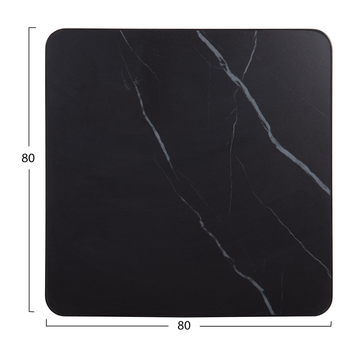 ΕΠΙΦΑΝΕΙΑ ΤΡΑΠΕΖΙΟΥ SINTERED STONE HM6655.03 BLACK MARBLE--ΠΛΑΙΣΙΟ ALU ΜΑΥΡΟ 80x80εκ. - Pakobazaar