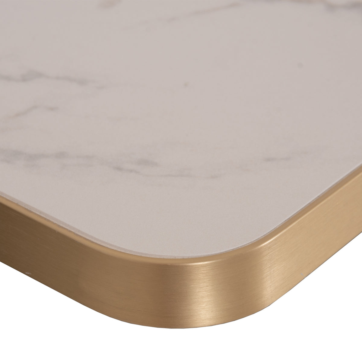 ΕΠΙΦΑΝΕΙΑ ΤΡΑΠΕΖΙΟΥ SINTERED STONE HM6655.12 WHITE MARBLE--ΠΛΑΙΣΙΟ ALU ΧΡΥΣΟ 80x80εκ. - Pakobazaar