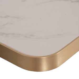 ΕΠΙΦΑΝΕΙΑ ΤΡΑΠΕΖΙΟΥ SINTERED STONE HM6655.12 WHITE MARBLE--ΠΛΑΙΣΙΟ ALU ΧΡΥΣΟ 80x80εκ. - Pakobazaar