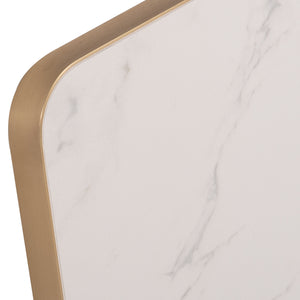 ΕΠΙΦΑΝΕΙΑ ΤΡΑΠΕΖΙΟΥ SINTERED STONE HM6655.12 WHITE MARBLE--ΠΛΑΙΣΙΟ ALU ΧΡΥΣΟ 80x80εκ. - Pakobazaar