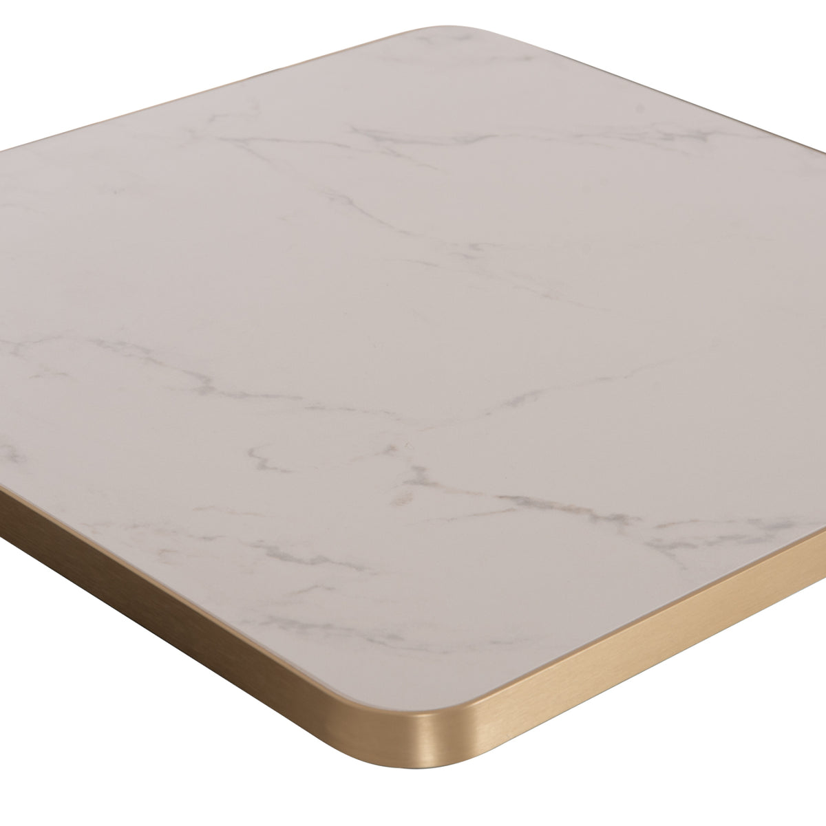 ΕΠΙΦΑΝΕΙΑ ΤΡΑΠΕΖΙΟΥ SINTERED STONE HM6655.12 WHITE MARBLE--ΠΛΑΙΣΙΟ ALU ΧΡΥΣΟ 80x80εκ. - Pakobazaar