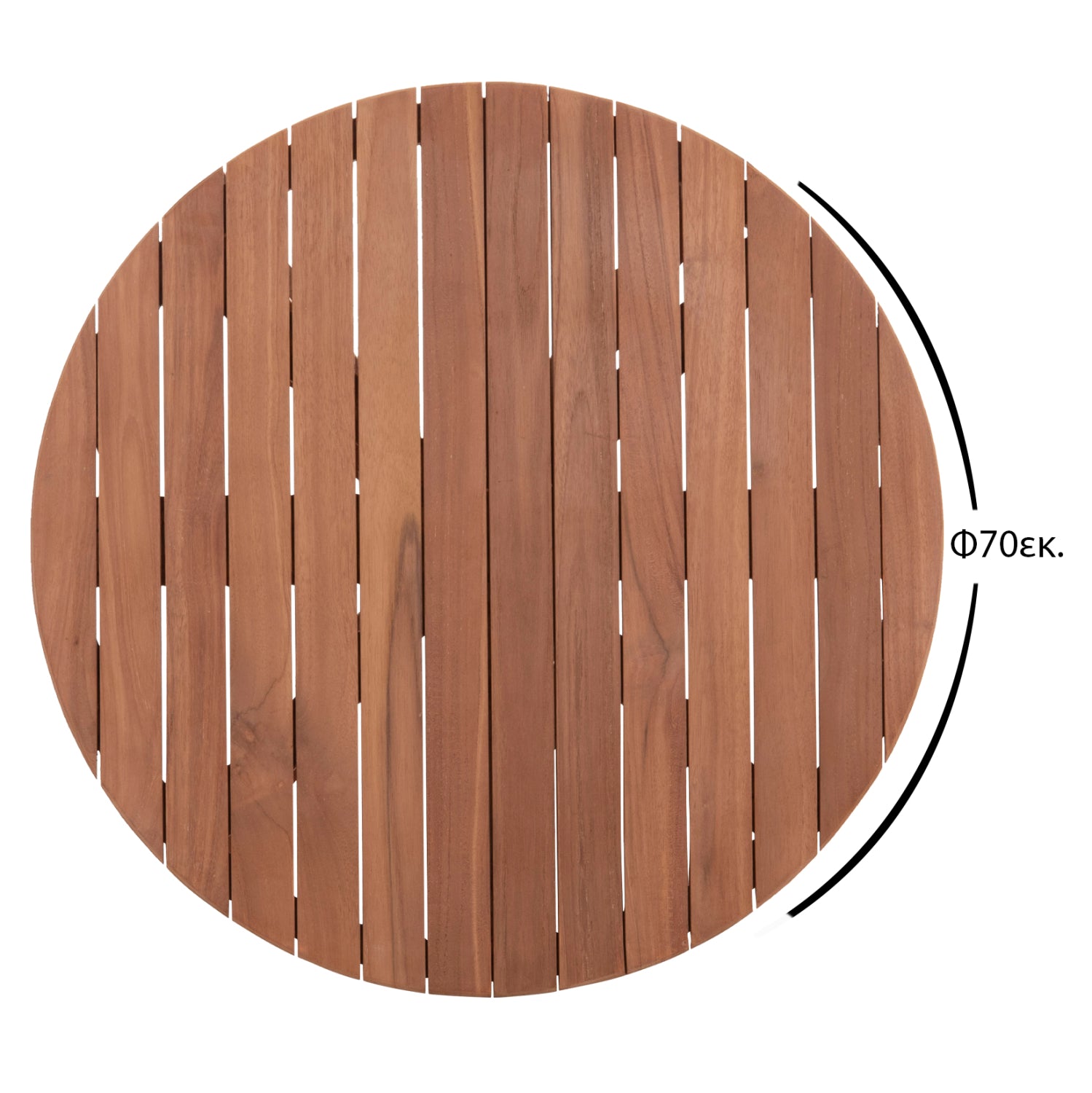 ΕΠΙΦΑΝΕΙΑ ΤΡΑΠΕΖΙΟΥ ΣΤΡΟΓΓΥΛΗ HM18133 ΞΥΛΟ TEAK--ΦΥΣΙΚΟ Φ70x4(πάχος)εκ. - Pakobazaar