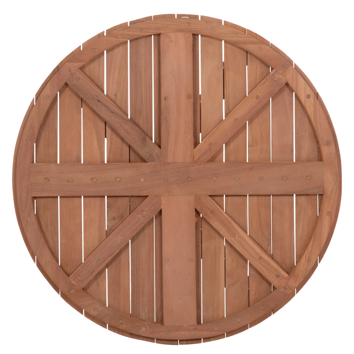 ΕΠΙΦΑΝΕΙΑ ΤΡΑΠΕΖΙΟΥ ΣΤΡΟΓΓΥΛΗ HM18133 ΞΥΛΟ TEAK--ΦΥΣΙΚΟ Φ70x4(πάχος)εκ. - Pakobazaar