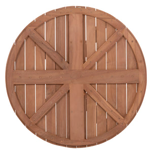 ΕΠΙΦΑΝΕΙΑ ΤΡΑΠΕΖΙΟΥ ΣΤΡΟΓΓΥΛΗ HM18133 ΞΥΛΟ TEAK--ΦΥΣΙΚΟ Φ70x4(πάχος)εκ. - Pakobazaar
