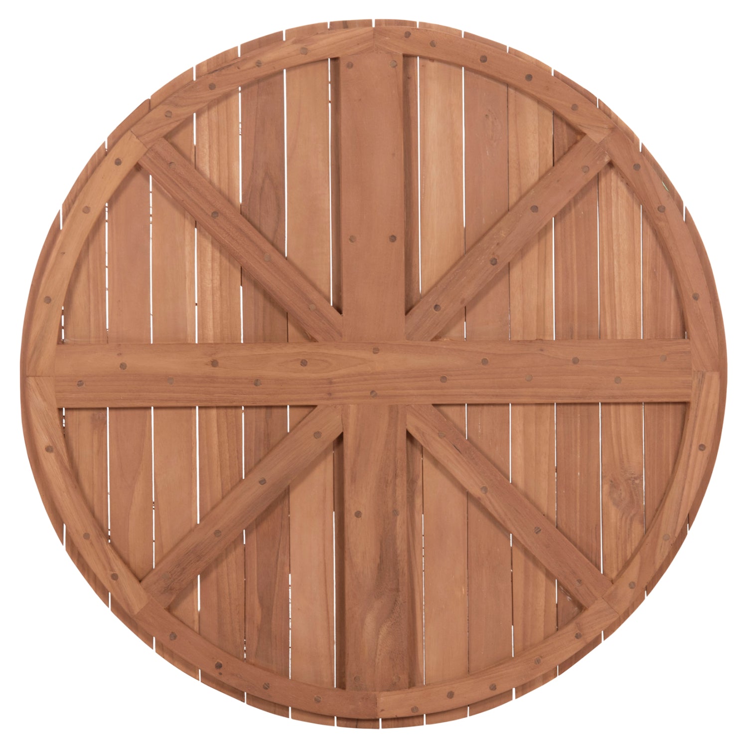 ΕΠΙΦΑΝΕΙΑ ΤΡΑΠΕΖΙΟΥ ΣΤΡΟΓΓΥΛΗ HM18134 ΞΥΛΟ TEAK--ΦΥΣΙΚΟ Φ80x4(πάχος)εκ. - Pakobazaar